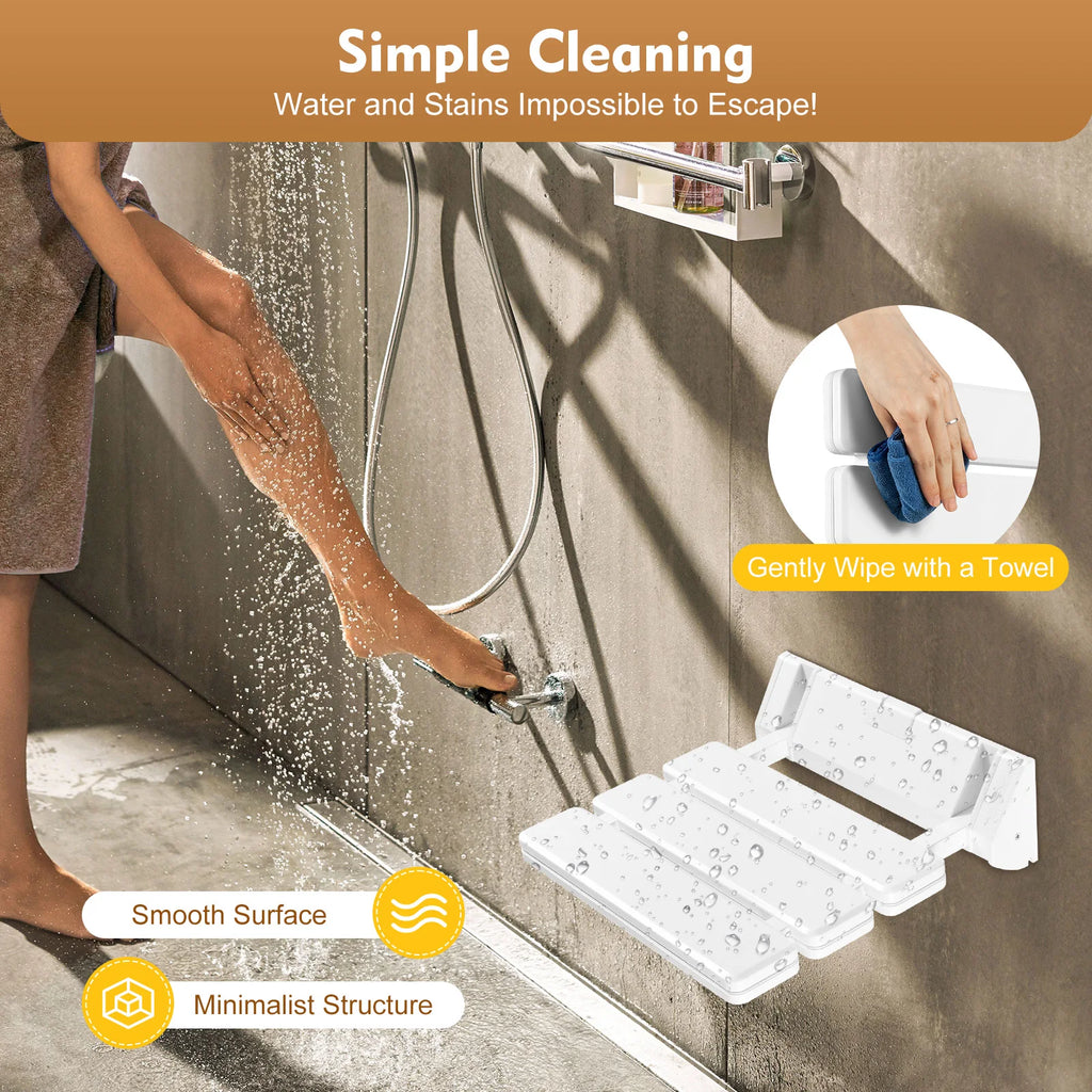 Wall-Mounted Folding Shower Seat 130kg Capacity