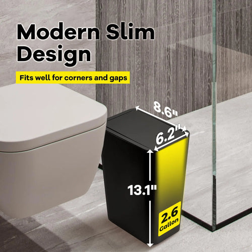 10L Slim Bathroom Trash Can with Press Top Lid