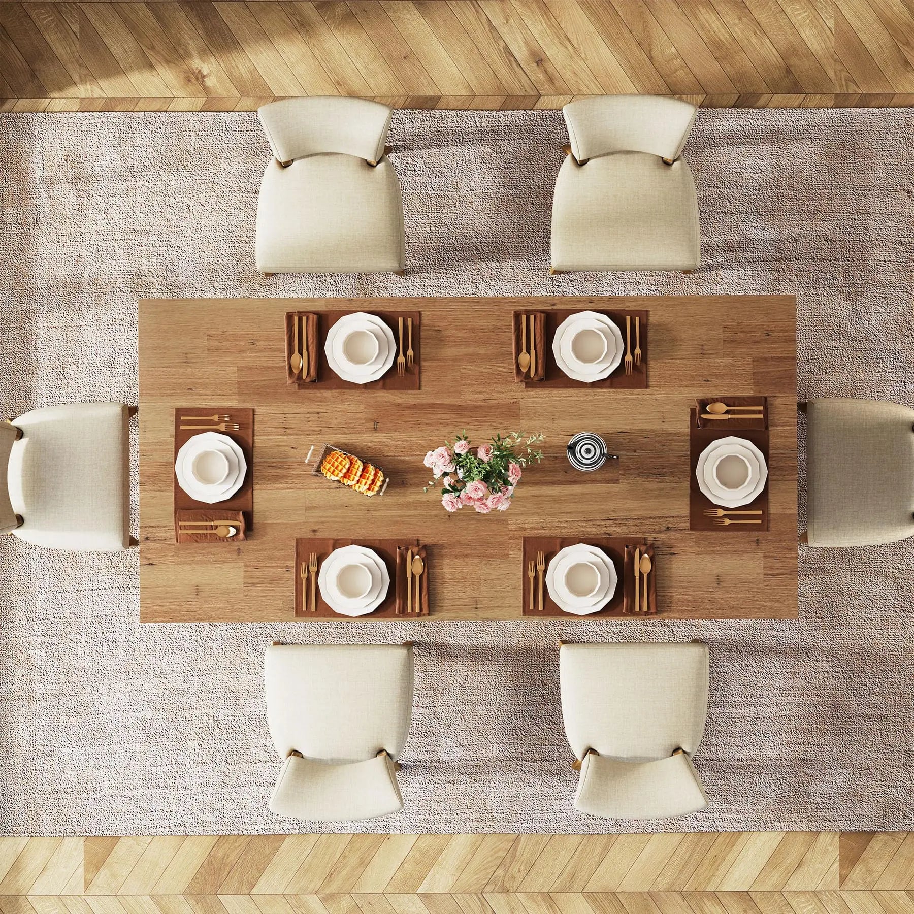 63" Farmhouse Dining Table for 4-6