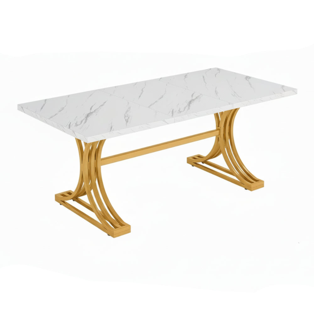 63" Dining Table with Faux Marble Top