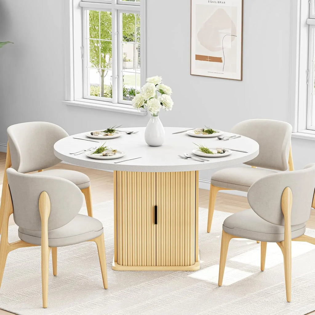 47" Round Farmhouse Dining Table with Storage