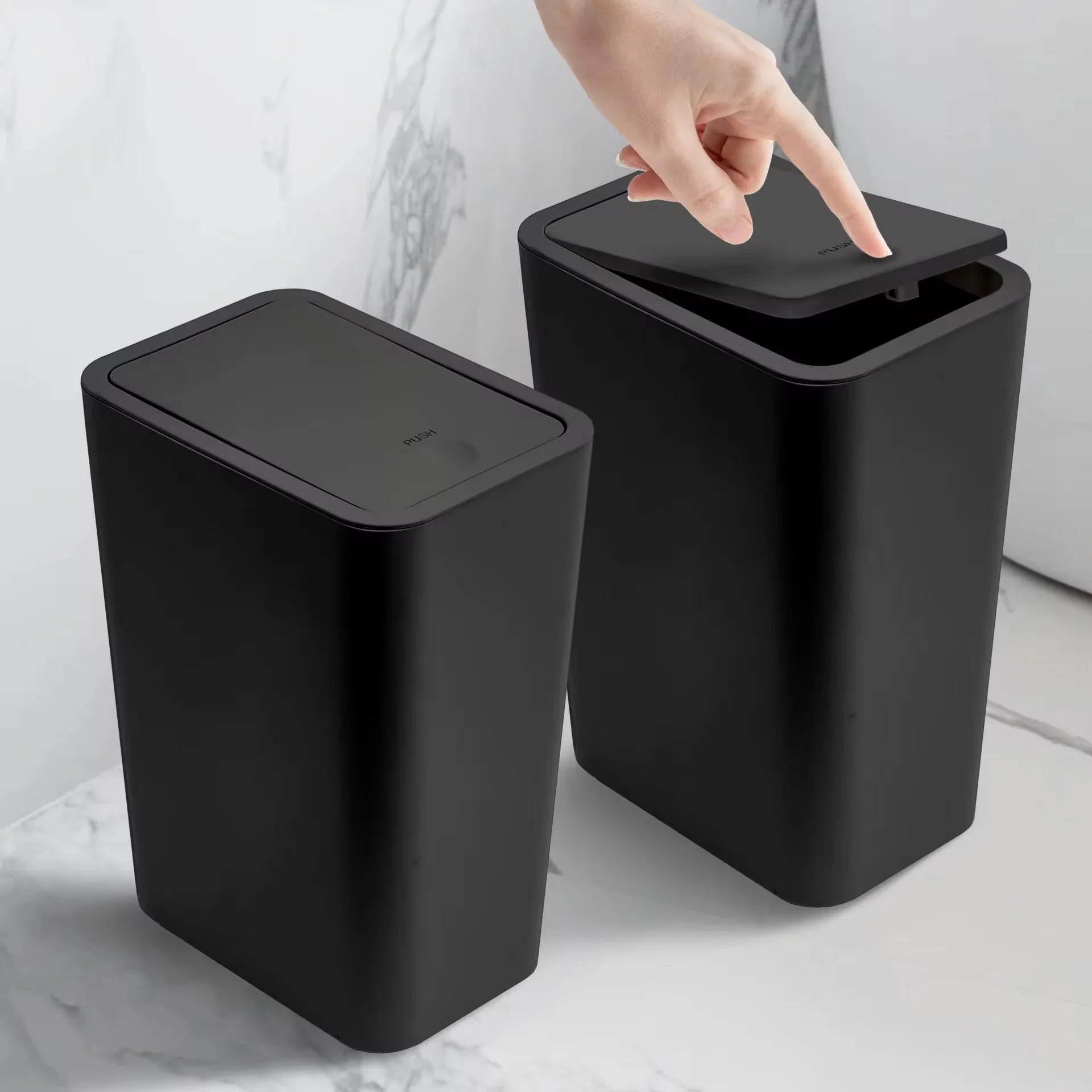 10L Slim Bathroom Trash Can with Press Top Lid