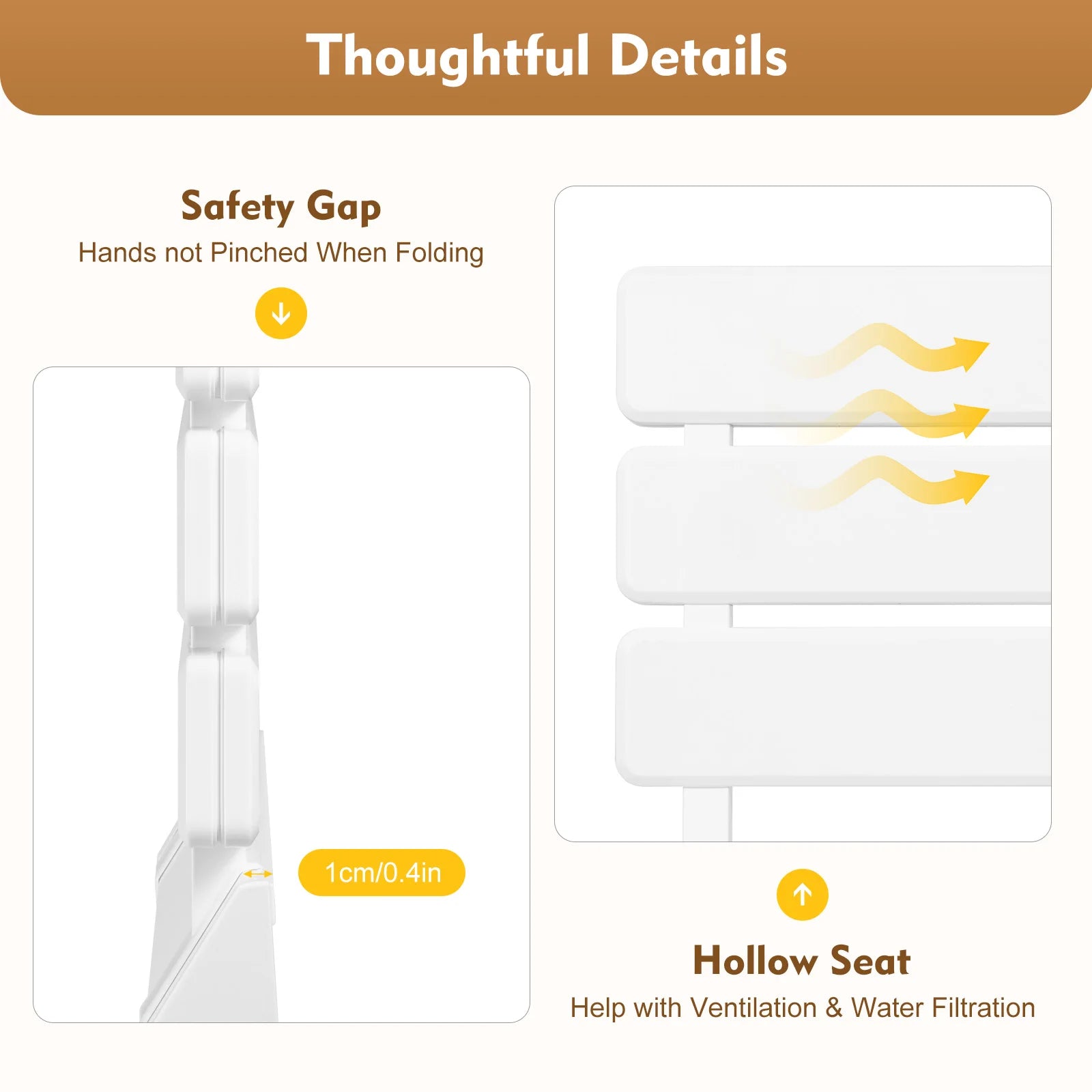 Wall-Mounted Folding Shower Seat 130kg Capacity