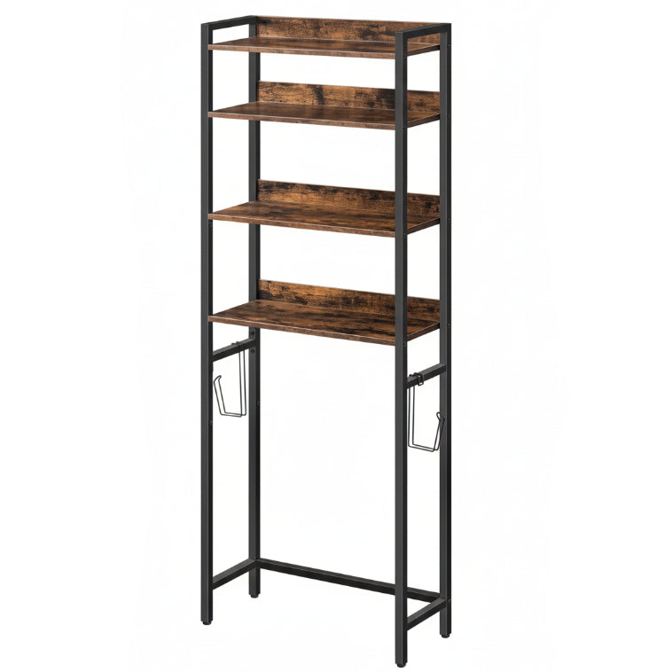 4-Tier Over Toilet Storage Rack with Hooks