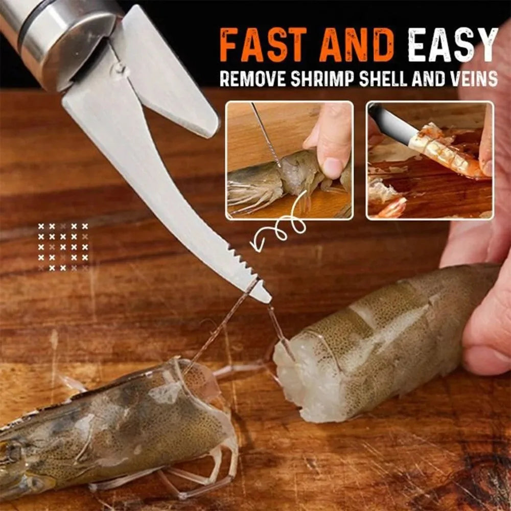 3 in 1 Stainless Steel Shrimp Deveiner and Peeler