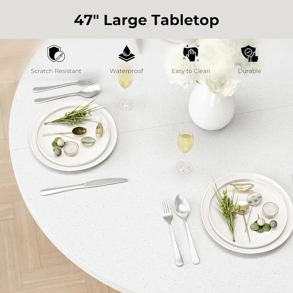 47" Round Farmhouse Dining Table with Storage